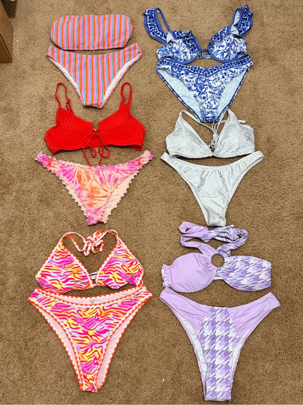 6 Set Bundle Women’s Bikini Sets - Women Swim Bikinis Size Large